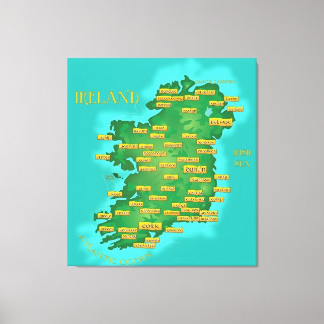 Karta i Irland Canvastryck (Framsida)