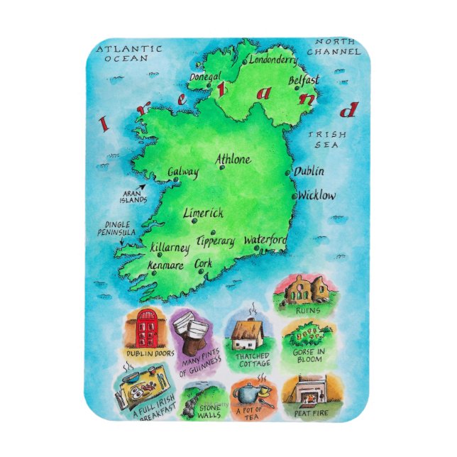 Karta i Irland Magnet (Vertikal)