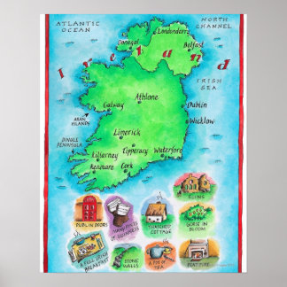 Karta i Irland Poster