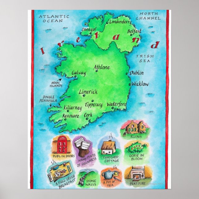 Karta i Irland Poster (Framsidan)