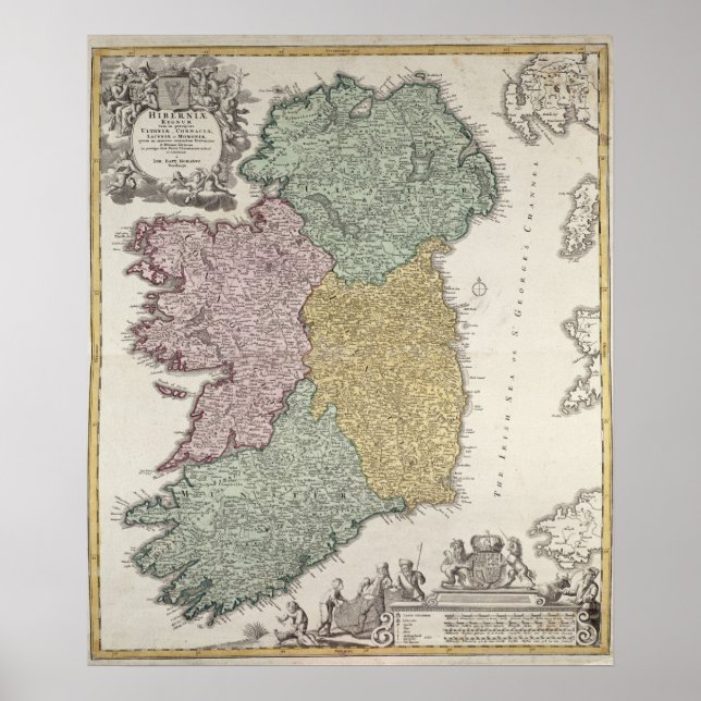 Karta i Irland som visar provinserna Ulster Poster (Framsidan)