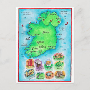 Karta i Irland Vykort