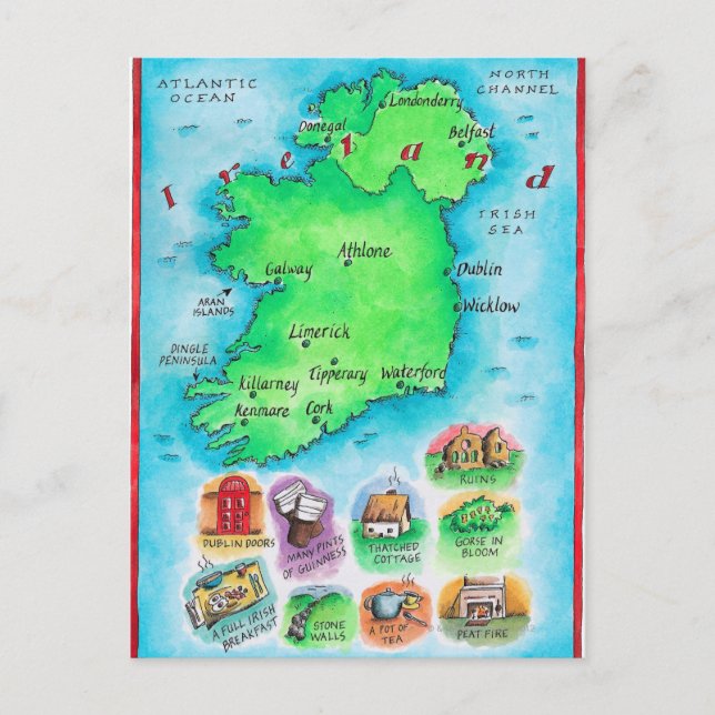 Karta i Irland Vykort (Framsida)