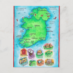 Karta i Irland Vykort