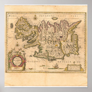 Karta i Island (Blaeu, 1645) Poster