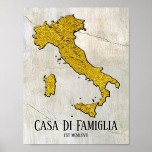 Karta i Italien Din text Poster