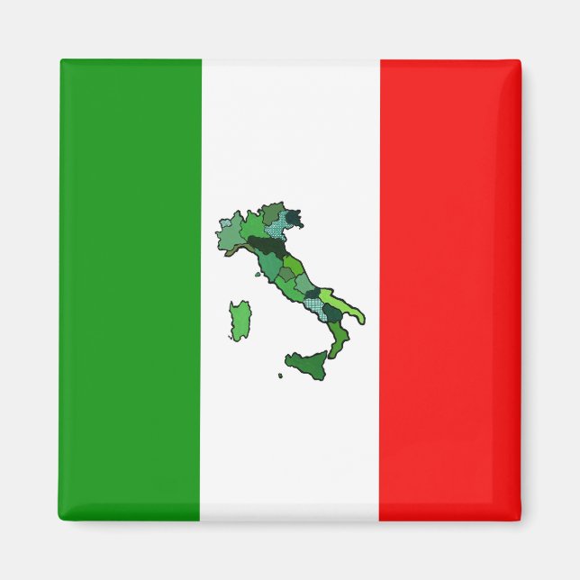 Karta i Italien och italienska Flagga Magnet (Framsidan)
