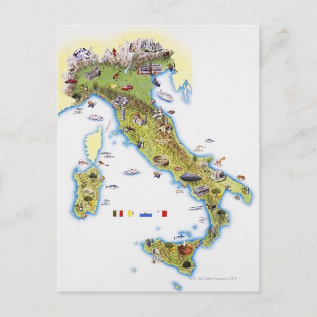 KARTA i ITALIEN Vykort (Framsida)