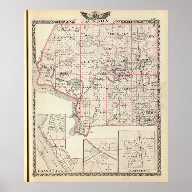 Karta i Jackson County, Grand Torn Poster (Framsidan)