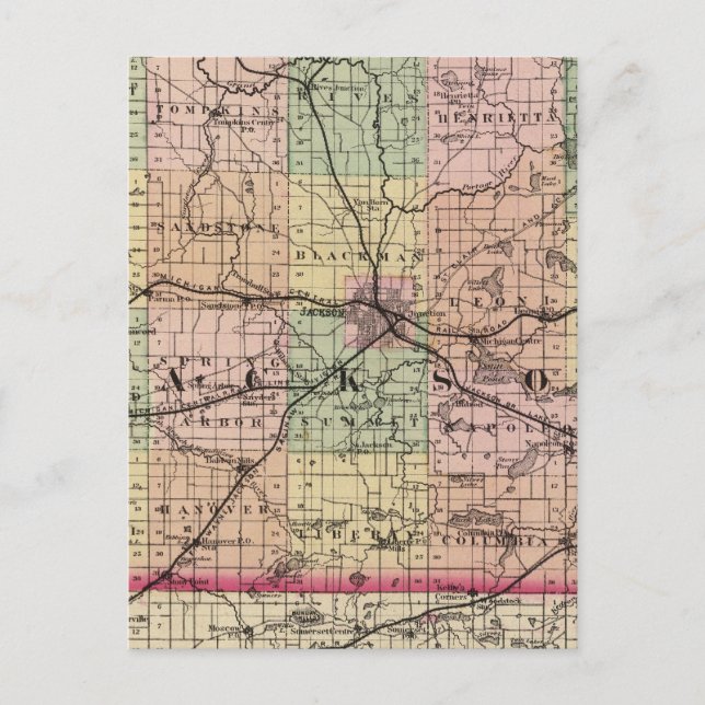 Karta i Jackson County, Michigan Vykort (Framsida)