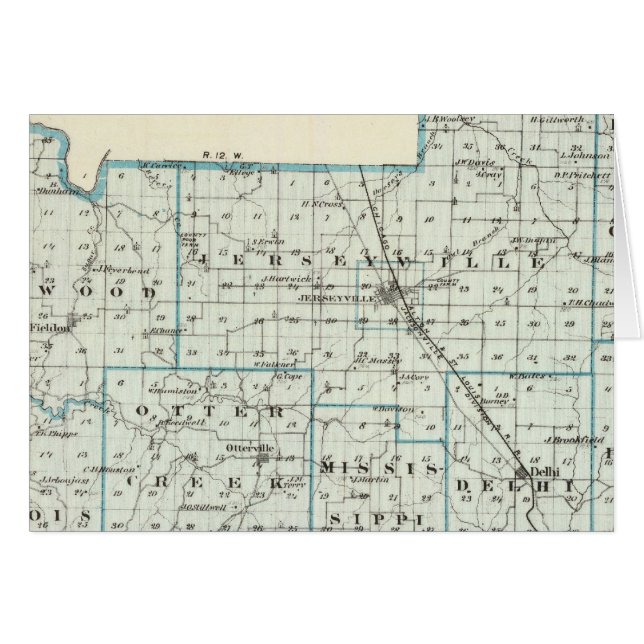 Karta i Jersey County Hälsningskort (Framsidan Horizontal)