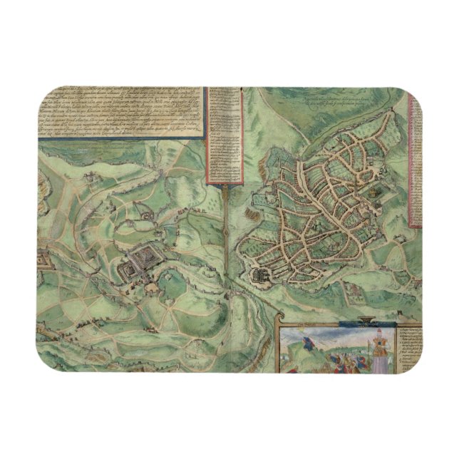 Karta i Jerusalem, från Civitates Orbis Terrarum Magnet (Horisontell)