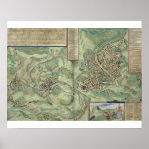 Karta i Jerusalem, från Civitates Orbis Terrarum Poster