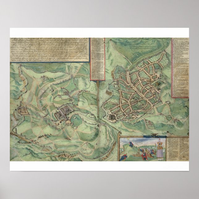 Karta i Jerusalem, från Civitates Orbis Terrarum Poster (Framsidan)