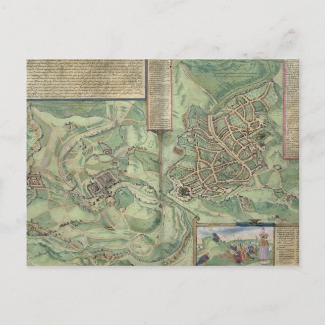 Karta i Jerusalem, från Civitates Orbis Terrarum Vykort (Framsida)