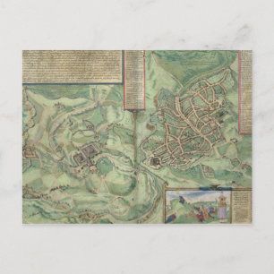 Karta i Jerusalem, från Civitates Orbis Terrarum Vykort