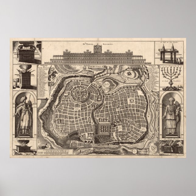 Karta i Jerusalem Poster (Framsidan)