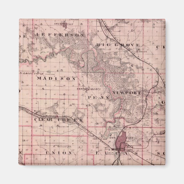 Karta i Johnson County, delstaten Iowa Magnet (Framsidan)