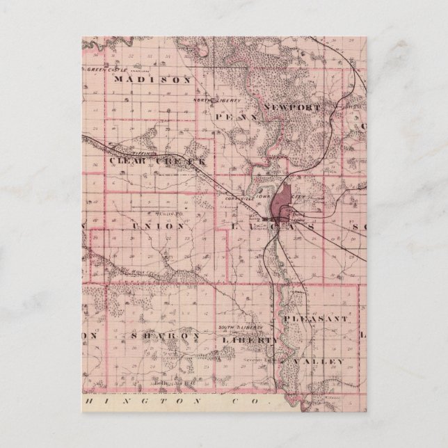 Karta i Johnson County, delstaten Iowa Vykort (Framsida)