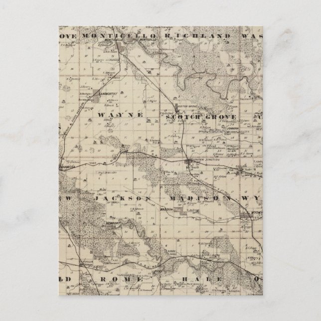 Karta i Jones County, delstaten Iowa Vykort (Framsida)