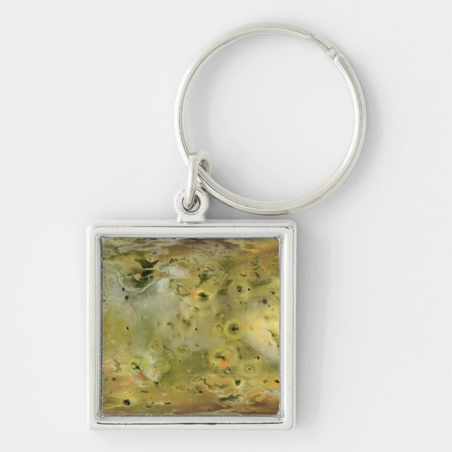 Karta i Jupiters måne Lo Fyrkantig Silverfärgad Nyckelring (Framsidan)