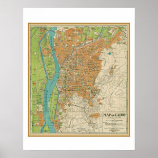 Karta i Kairo-Egyptenen - circa. 1933 Poster