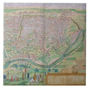 Karta i Kairo, från "Civitates Orbis Terrarum" av Kakelplatta