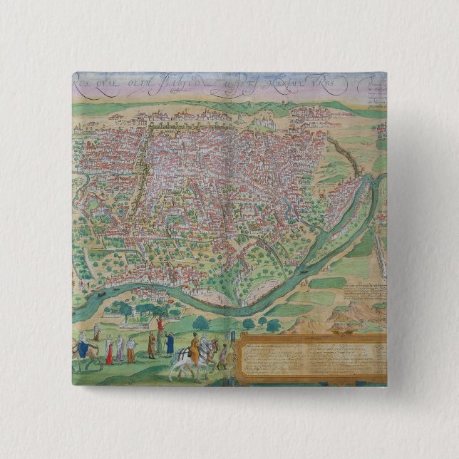 Karta i Kairo, från "Civitates Orbis Terrarum" av  Knapp (Framsida)