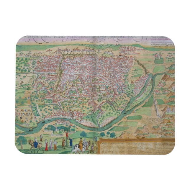 Karta i Kairo, från "Civitates Orbis Terrarum" av  Magnet (Horisontell)
