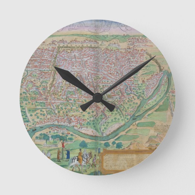 Karta i Kairo, från "Civitates Orbis Terrarum" av  Rund Klocka (Framsida)