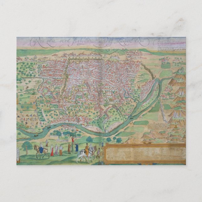 Karta i Kairo, från "Civitates Orbis Terrarum" av  Vykort (Framsida)