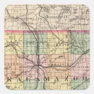 Karta i Kalamazoo County, Michigan Fyrkantigt Klistermärke