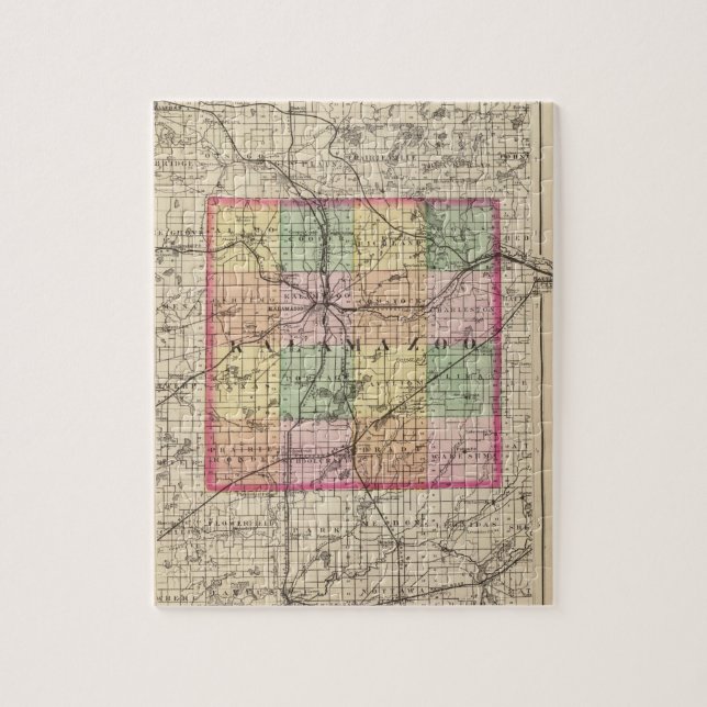 Karta i Kalamazoo County, Michigan Pussel (Vertikal)
