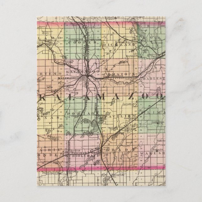 Karta i Kalamazoo County, Michigan Vykort (Framsida)