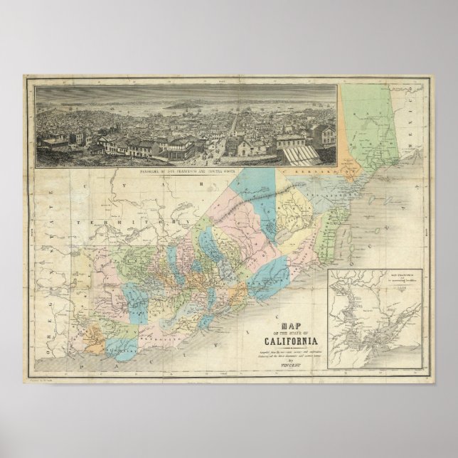 Karta i Kalifornien Poster (Framsidan)