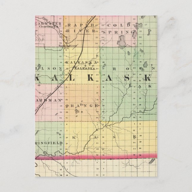 Karta i Kalkaska-regionen Michigan Vykort (Framsida)