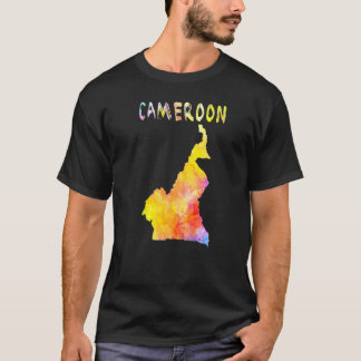 Karta i Kamerun Colorful Karta Watercolor Illustra T Shirt