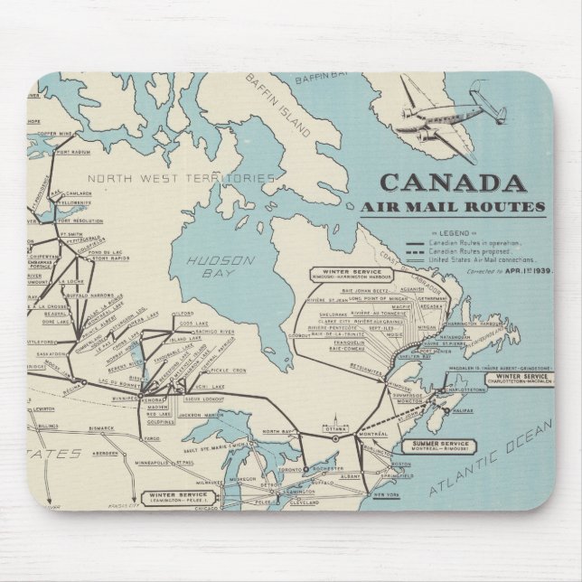 Karta i Kanada - Canada Luft Mail Routes Musmatta (Framsidan)