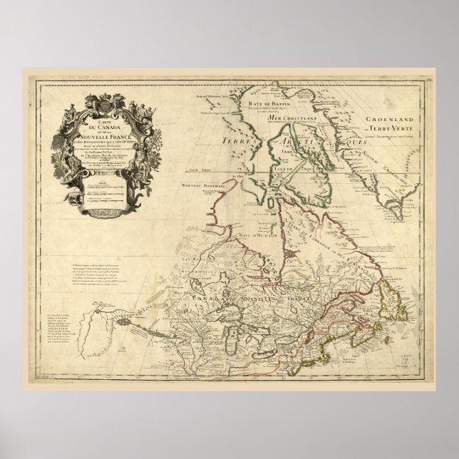 Karta i Kanada (cirka 1718) Poster (Framsidan)