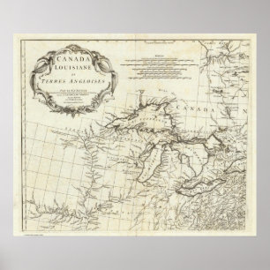Karta i Kanada med inhemska amerikanska byar Poster