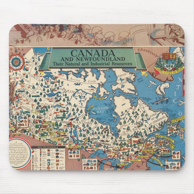 Karta i Kanada - Naturresurser och industriresurse Musmatta (Framsidan)
