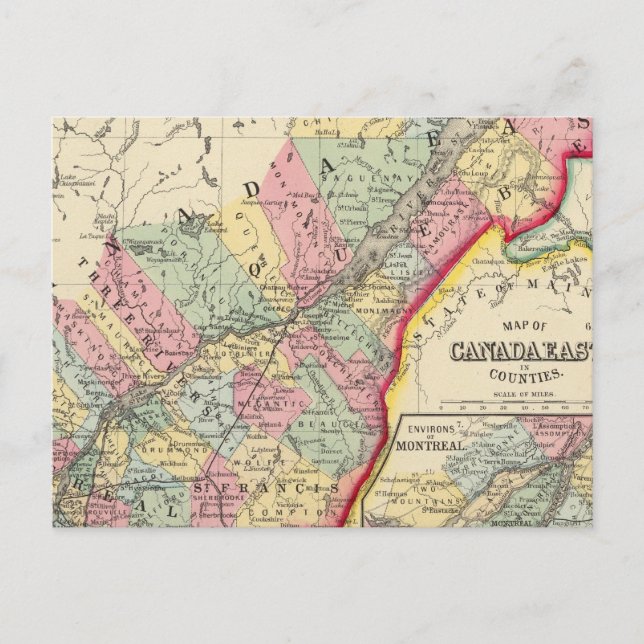 Karta i Kanada Öster i fylken Vykort (Framsida)