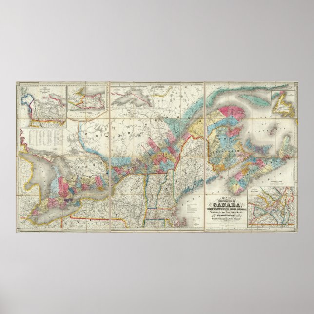 Karta i Kanadas provinser Poster (Framsidan)