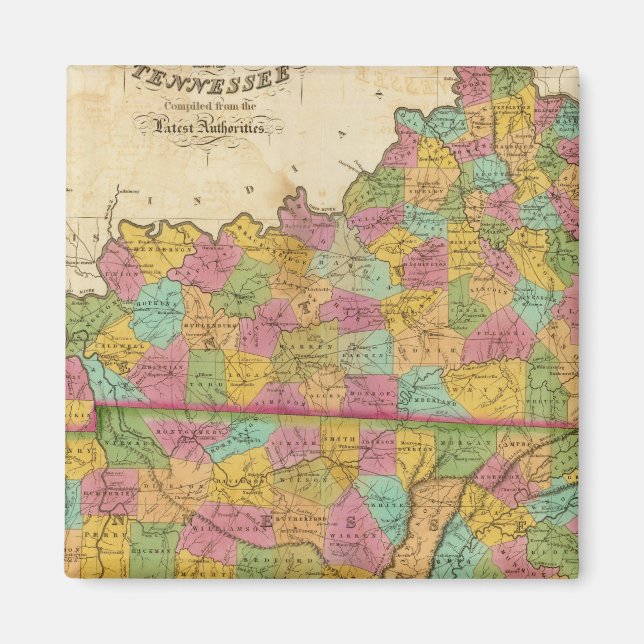 Karta i Kentucky och Tennessee Magnet (Framsidan)