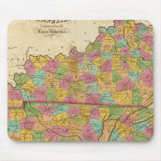 Karta i Kentucky och Tennessee Musmatta (Framsidan)