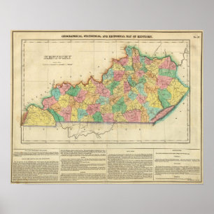 Karta i Kentucky Poster