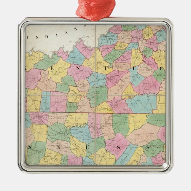 Karta i Kentucky & Tennessee Julgransprydnad Metall (Framsidan)
