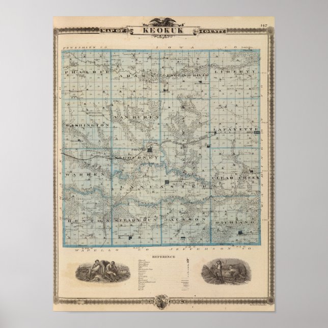 Karta i Keokuk County, Iowa Poster (Framsidan)