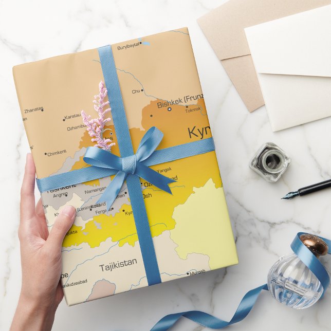 Karta i Kirgizistans Wrapping Papper Presentpapper (Skapare uppladdad)