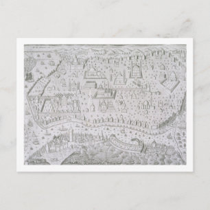 Karta i Konstantinopel, Turkiet, c.1650 (engrav) Vykort